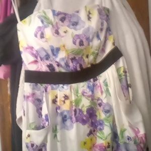 H&m floral strapless dress with pockets sz 14